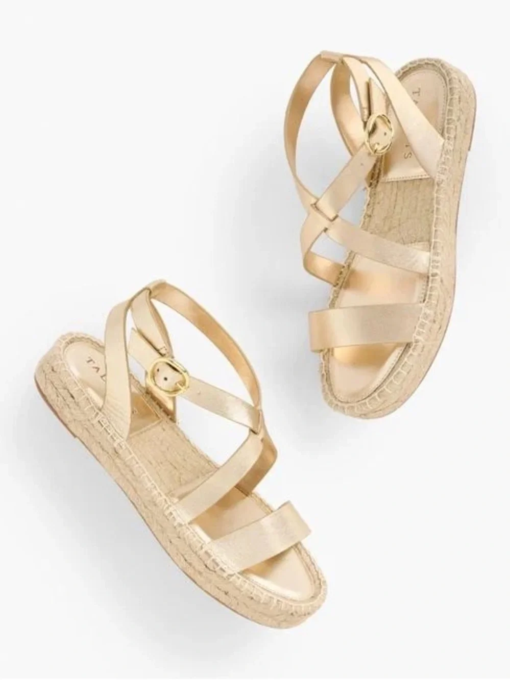 NWB Talbot’s Napa Leather Gold Espadrille Sandals - Women